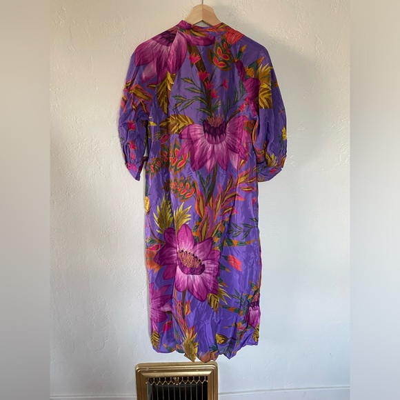 Farm Rio✨Maxi Flowers Maxi Shirtdress- Purple - Picture 4 of 7